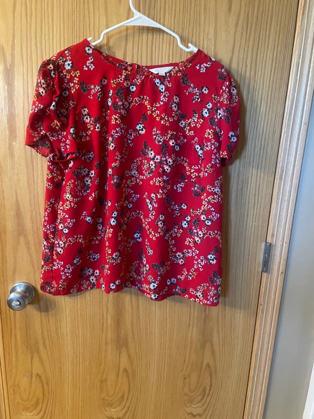 LC Lauren Conrad Red Floral Blouse